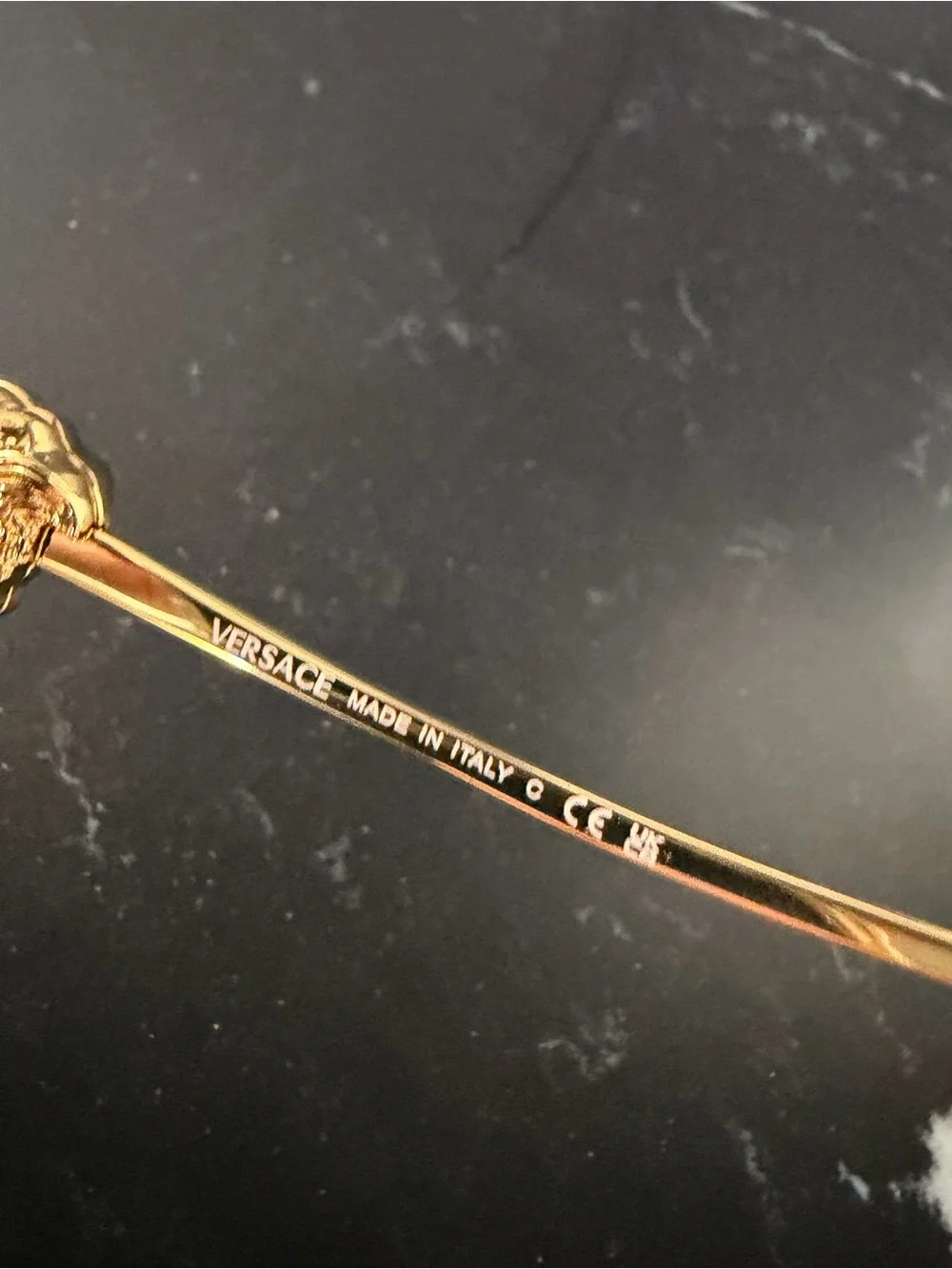 Versace Gold Metal Frame Sunglasses with Dark Brown Lenses